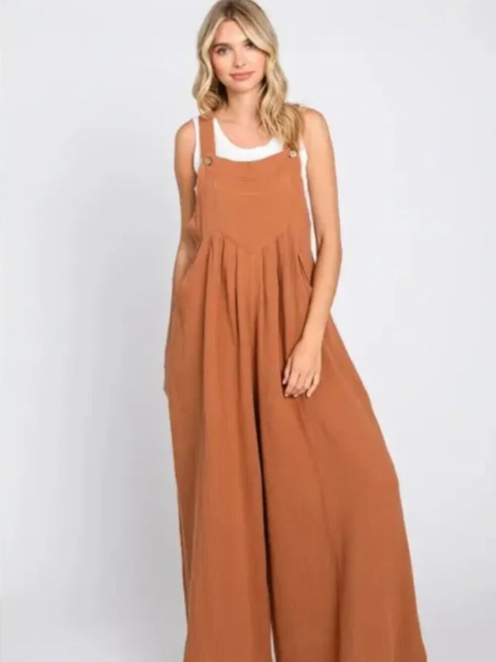 Natural Life Carrington Overall Jumpsuit Wide Legs Rust/Terracotta Size Large